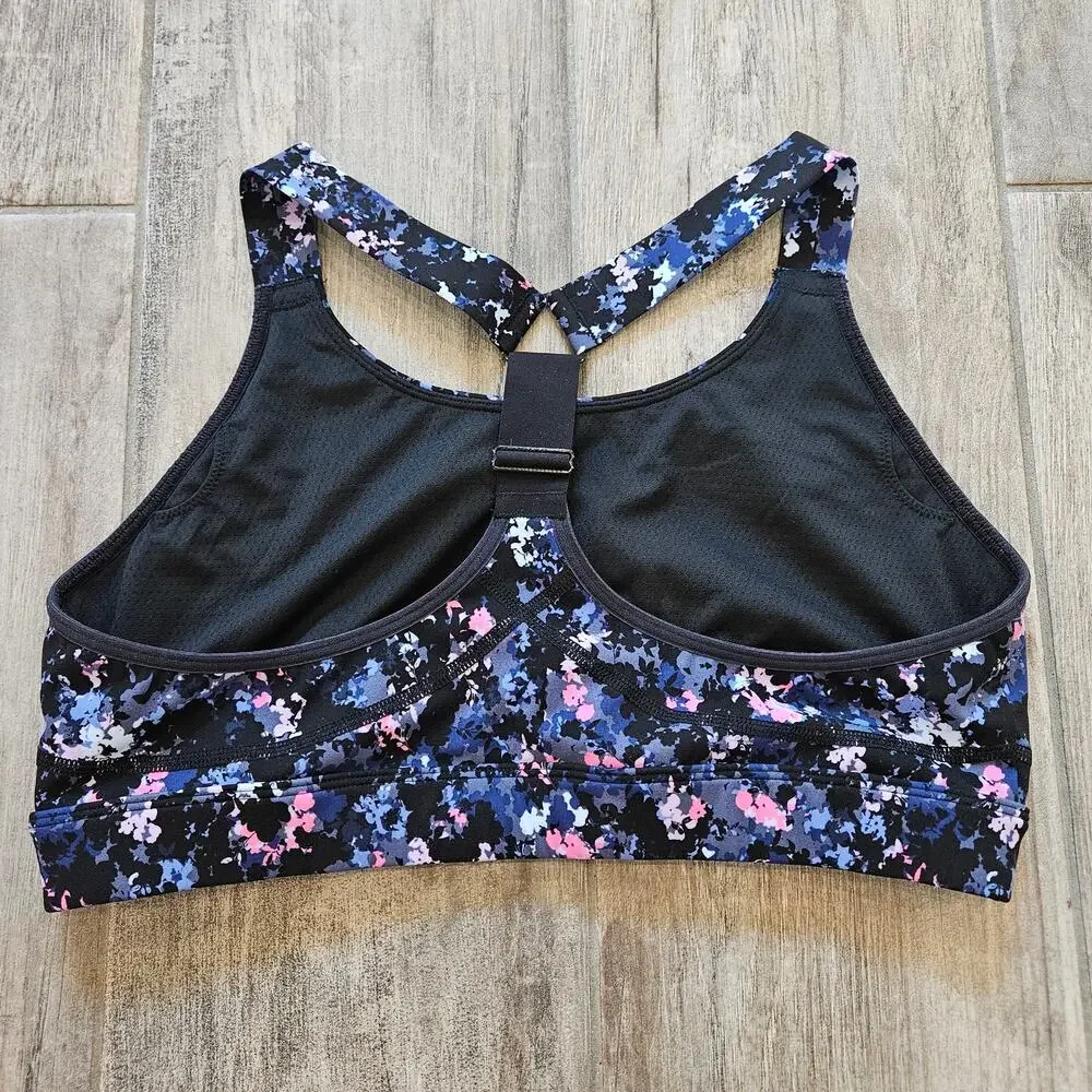 Sweaty Betty Power Medium Support Sports Bra Women Size L Floral Black Racerback